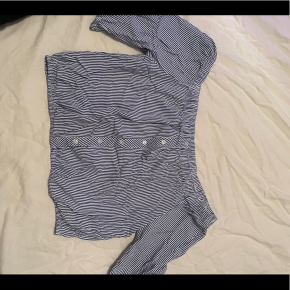 Blue and white stripped off shoulder top - Picture 1 of 2